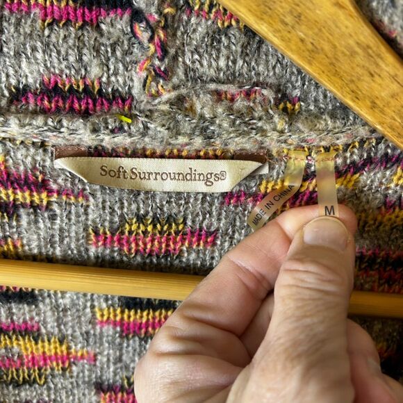 Soft Surroundings Calais Aztec Multicolored Open Front Boho Cardigan Size M - Picture 6 of 11